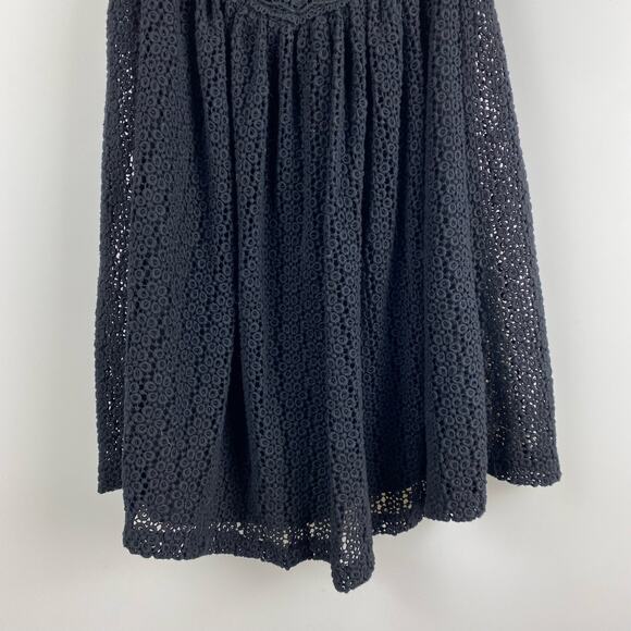 Free People So Sweetly Halter Dress Eyelet Black Womens Size 2 - Picture 11 of 12